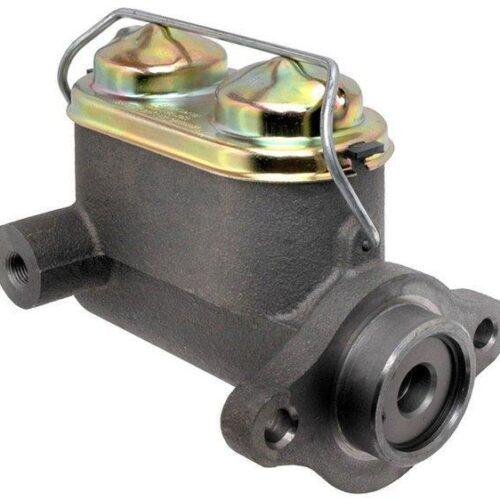 Brake master cylinder with metallic cap.