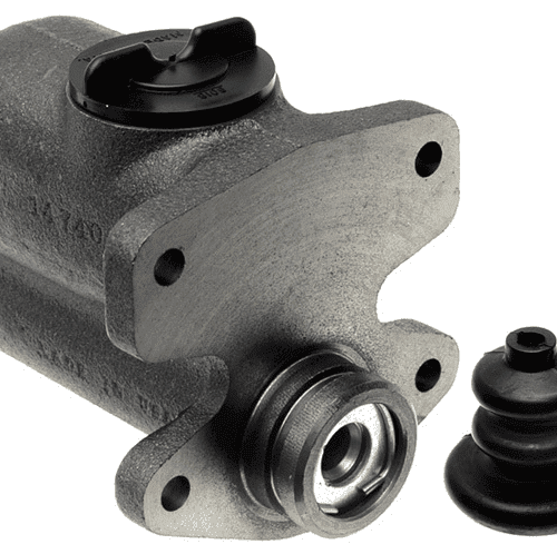 Brake master cylinder with rubber seal.