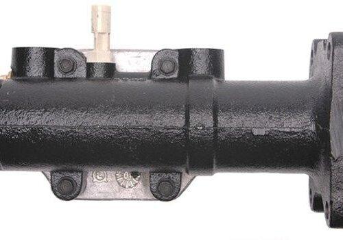 Black cylindrical mechanical component on white background.