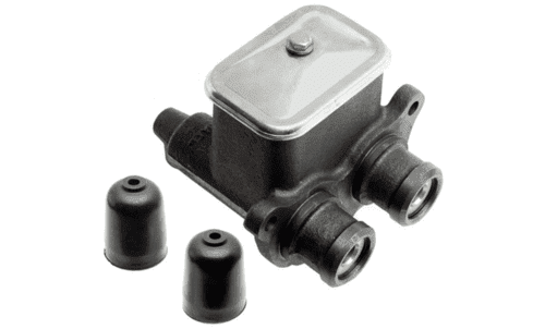Brake master cylinder with rubber seals.