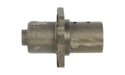 Metal automotive part on white background.