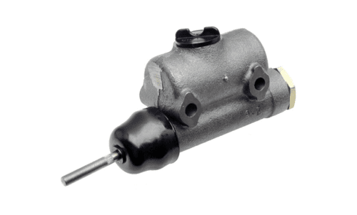 Brake master cylinder component with metallic finish.