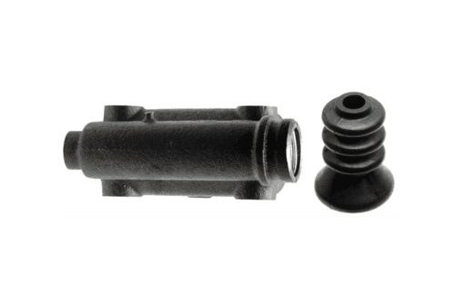 Bottom view of the ABC Dynamics brake master cylinder, showing the base.