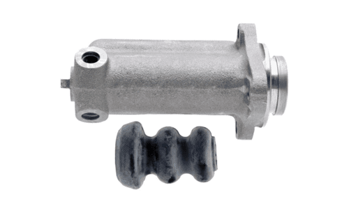 Brake master cylinder with rubber boot.
