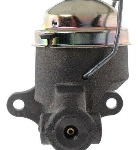 Brake master cylinder with metallic cap.