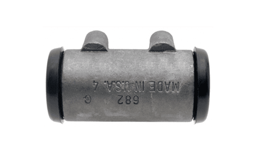 Metal pipe fitting with black rubber seals.