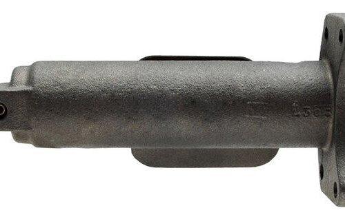 Black cylindrical metal component with flanges.