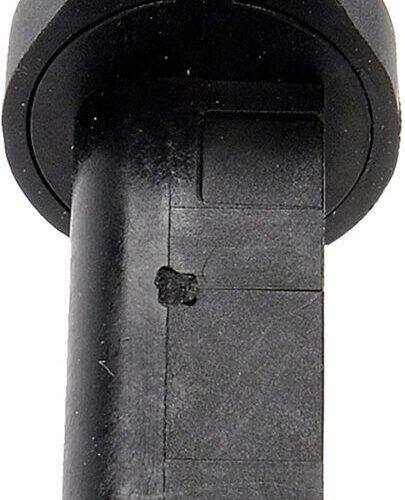 Black electronic component, side view.