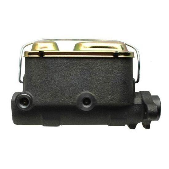 Close-up of the 1-1/8 inch bore on the ABC Dynamics brake master cylinder, showing the outlet ports.