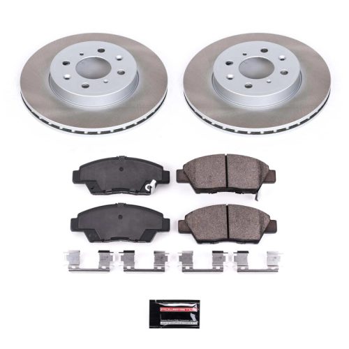 2015-2018 Honda Fit Front Semi-Coated Rotor Brake Assembly with Low-Dust Ceramic Pads - Premium Replacement