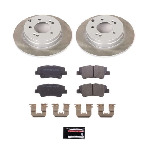 2011-2014 Hyundai Sonata Rear Heavy-Duty Semi-Coated Rotor and Ceramic Brake Pad Assembly - Premium Replacement