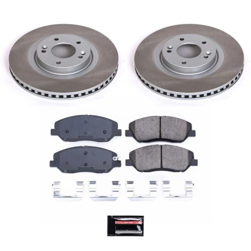 2013-2016 Hyundai Santa Fe Front Semi-Coated Rotor Brake Kit with Ceramic Pads and Hardware - Premium Replacement