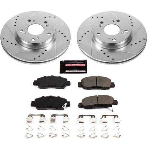 2016-2017 Honda Accord Front Z23 Evolution Sport Brake Rotor and Carbon-Fiber Ceramic Brake Pad Assembly - Premium Replacement