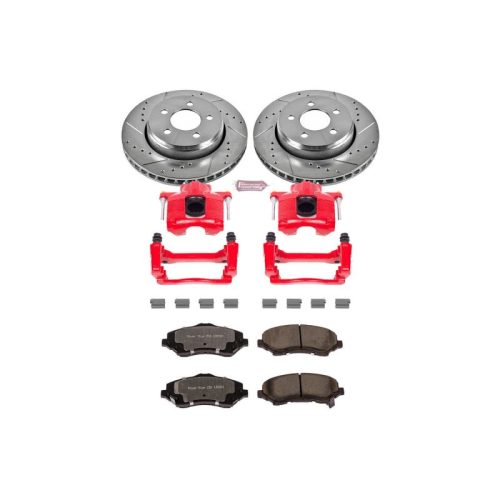2007-2012 Dodge Nitro, 2010-2011 Jeep Liberty Heavy-Duty Brake Upgrade Kit with Drilled & Slotted Rotors, Carbon-Fiber Ceramic Pads, Powder Coated Calipers - Premium Replacement