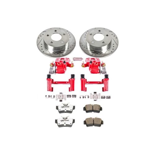 2000-2004 Ford Mustang Rear Z26 Street Warrior Brake Kit with Drilled & Slotted Rotors, Carbon-Fiber Ceramic Pads, Powder Coated Calipers - Heavy-Duty Performance Upgrade