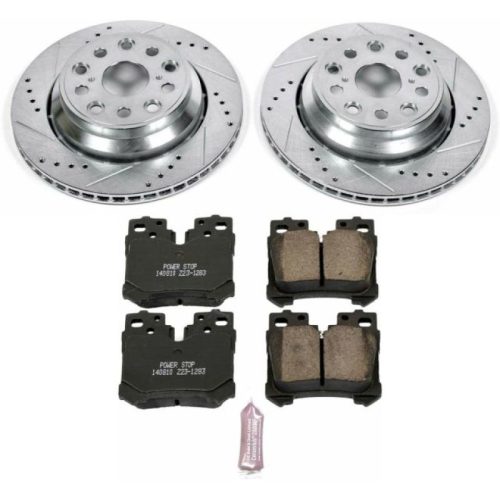 2010-2014 Lexus LS460 Rear PowerStop Z23 Evolution Sport Brake Kit - Heavy-Duty Drilled & Slotted Rotors with Carbon-Fiber Ceramic Pads - Premium Replacement