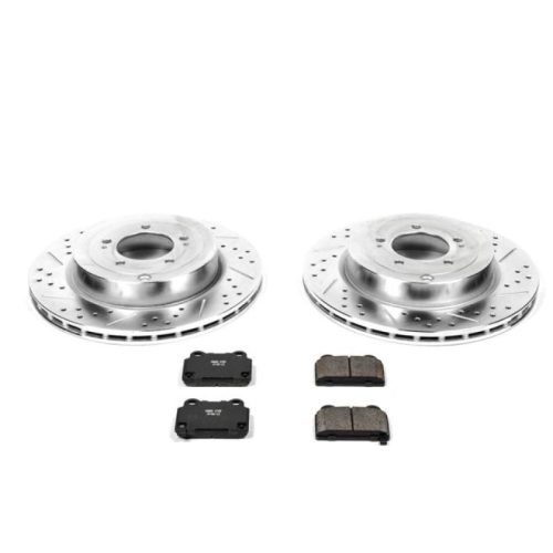 2008-2015 Mitsubishi Lancer Rear Z23 Evolution Sport Brake Upgrade Kit with Drilled & Slotted Rotors and Carbon-Fiber Ceramic Pads - Premium Replacement