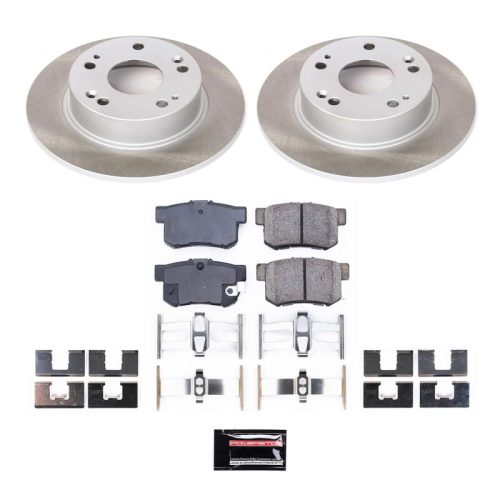 2003-2007 Honda Accord Rear Semi-Coated Rotor Brake Assembly with Ceramic Pads - Premium Replacement
