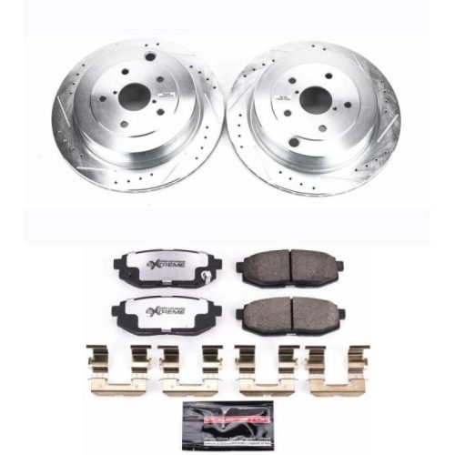2006-2010 Subaru B9 Tribeca Rear Z26 Street Warrior Brake Upgrade Kit - Premium Heavy-Duty Drilled & Slotted Brake Rotor and Carbon-Fiber Ceramic Brake Pads