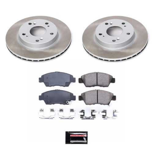 2002-2006 Honda Civic and Acura RSX Front Semi-Coated Rotor and Ceramic Brake Pad Assembly - Premium Replacement