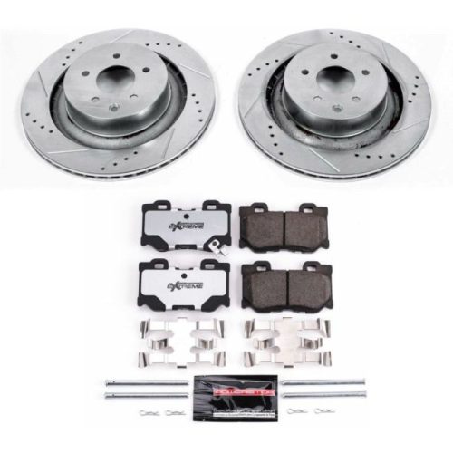 2009-2013 Nissan 350Z & 370Z Rear Brake Upgrade Kit with Drilled & Slotted Rotors and Carbon-Fiber Ceramic Pads - Performance Heavy-Duty Replacement