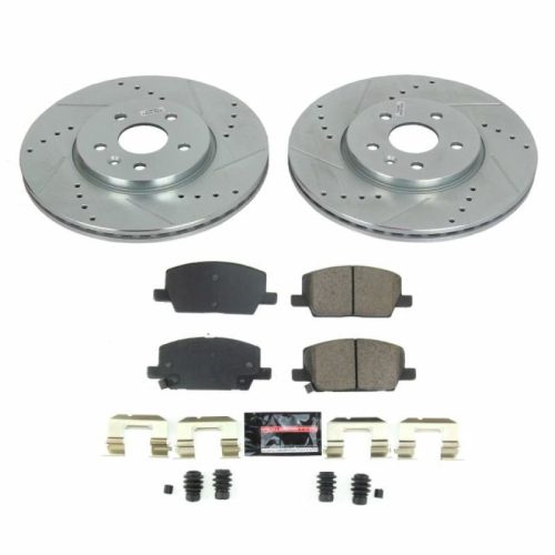 2018-2019 Buick Encore Front PowerStop Z23 Evolution Sport Drilled and Slotted Brake Rotor and Carbon-Fiber Ceramic Brake Pad Assembly - Heavy-Duty Performance Upgrade