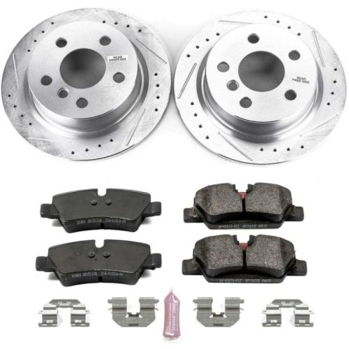 2014-2018 Mini Cooper Rear Z23 Evolution Sport Brake Upgrade Kit - Heavy-Duty Drilled & Slotted Rotors with Carbon-Fiber Ceramic Pads - Premium Replacement