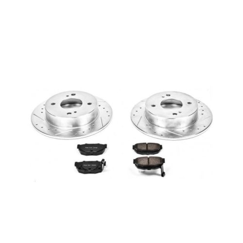 1990-1998 Nissan 240SX Rear Brake Upgrade Kit - Drilled & Slotted Rotors with Carbon-Fiber Ceramic Pads - Premium Replacement