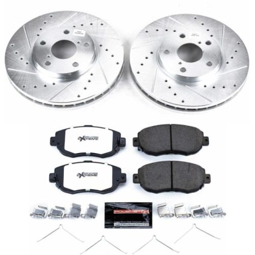2001-2004 Lexus GS300 & IS300 Front Z26 Street Warrior Brake Upgrade Kit - Heavy Duty Drilled & Slotted Rotors with Carbon-Fiber Ceramic Pads - Premium Replacement