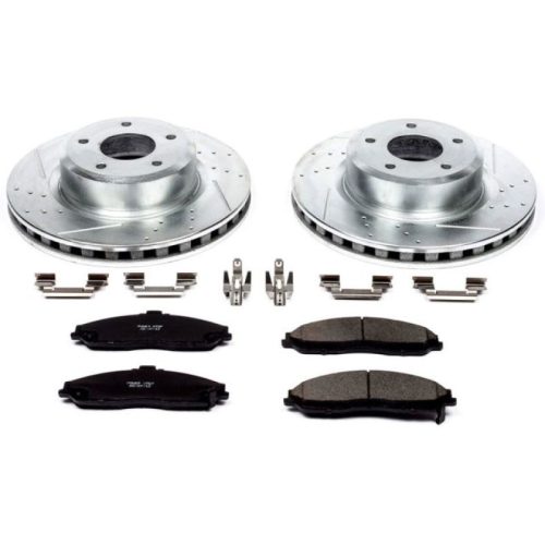 2005-2006 Pontiac GTO Front Z23 Evolution Sport Brake Upgrade Kit - Premium Performance Drilled & Slotted Rotors with Carbon-Fiber Ceramic Pads