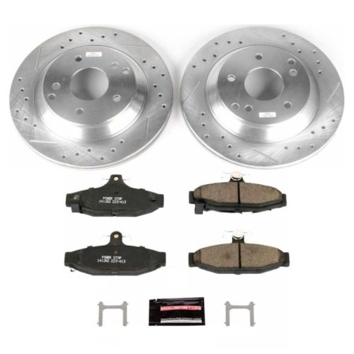 1991-1995 Chevrolet Corvette Rear Z23 Evolution Sport Brake Upgrade Kit - Heavy Duty Drilled & Slotted Rotors with Carbon-Fiber Ceramic Pads for Towing and Daily Driving - Premium Replacement