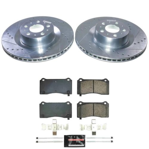 2020-2024 Tesla Y Front Z23 Evolution Brake Assembly with Drilled & Slotted Rotors and Carbon-Fiber Ceramic Pads - Premium Heavy-Duty Replacement