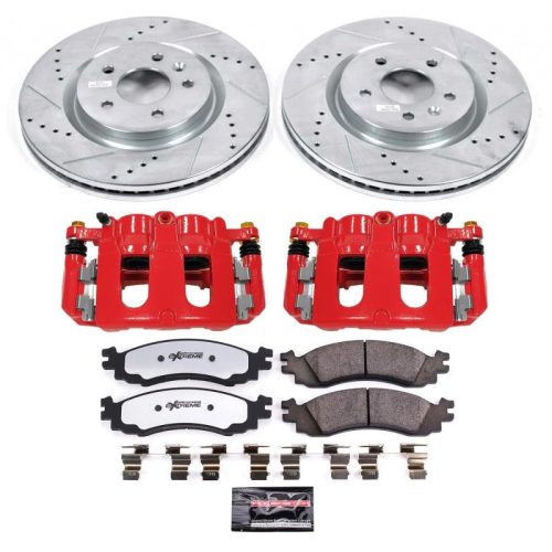 2011-2012 Ford Taurus Front Z36 Truck & Tow Brake Upgrade Kit with Drilled & Slotted Rotors, Carbon-Fiber Ceramic Brake Pads, Powder Coated Calipers - Premium Replacement