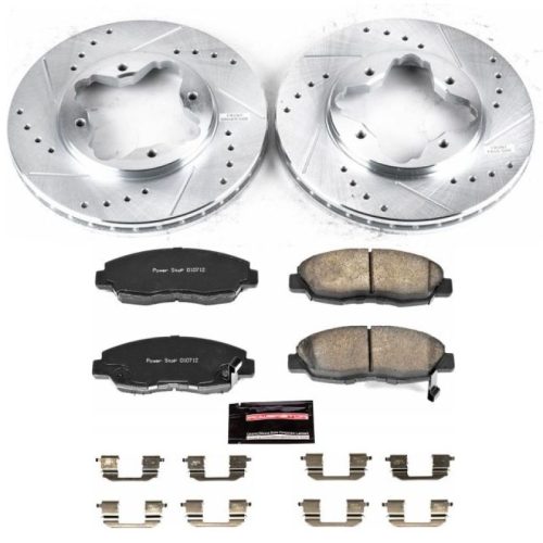 1994-1997 Acura CL & Honda Accord Front Z23 Evolution Sport Brake Kit - Heavy-Duty Drilled & Slotted Rotors with Carbon-Fiber Ceramic Pads - Premium Replacement