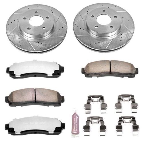 2002-2006 Chevrolet Equinox & 2002-2006 Pontiac Torrent Front Z36 Truck & Tow Brake Upgrade Kit - Heavy Duty Drilled & Slotted Rotors with Carbon-Fiber Ceramic Pads - Premium Replacement