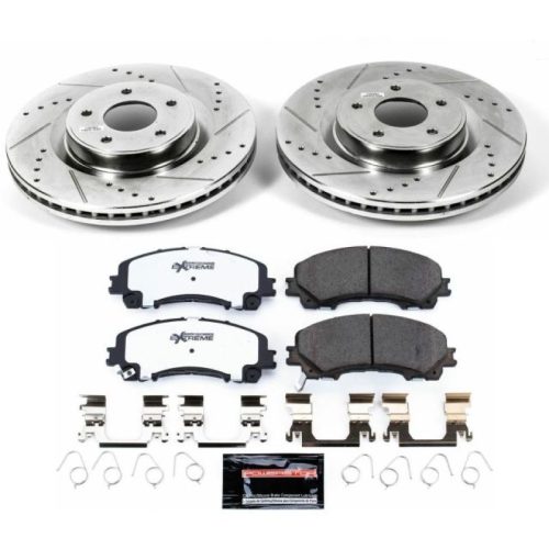 2014-2016 Infiniti Q50 Front Brake Rotor and Pad Assembly - Heavy-Duty Drilled & Slotted Performance Upgrade by PowerStop Part K6944-26