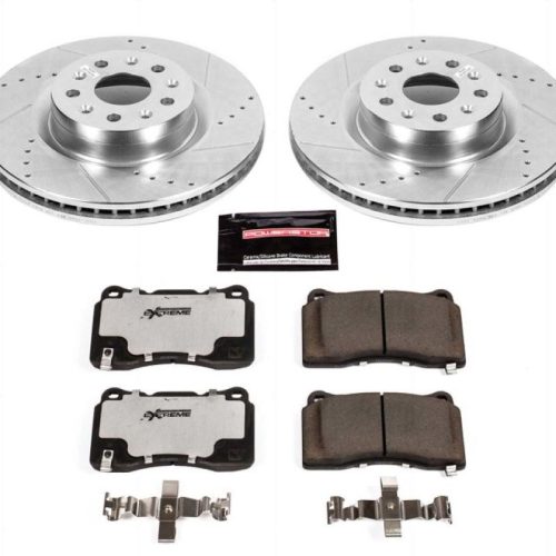 2015-2017 Cadillac CT6 Front Z26 Street Warrior Brake Upgrade Kit - Heavy-Duty Drilled & Slotted Rotors with Carbon-Fiber Ceramic Pads - Premium Replacement