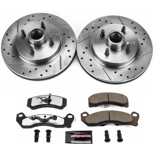 1988-1993 Ford Mustang Front Z26 Street Warrior Brake Upgrade Kit - Heavy Duty Drilled & Slotted Rotors with Carbon-Fiber Ceramic Pads - Premium Replacement