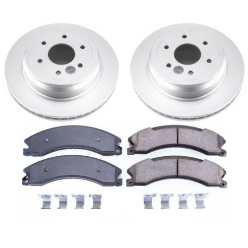 2016-2017 Nissan Titan XD Rear Power Stop Z17 Evolution Geomet Coated Brake Rotor and Ceramic Pad Assembly - Premium Replacement