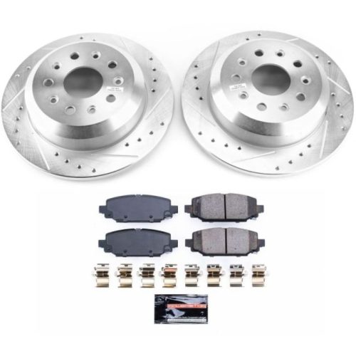 2018-2020 Jeep Wrangler Rear Z23 Evolution Sport Brake Upgrade Kit - Premium Heavy-Duty Drilled and Slotted Rotor and Carbon-Fiber Ceramic Brake Pads