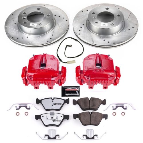 2006 BMW 325i Front Z26 Street Warrior Brake Upgrade Kit with Drilled & Slotted Rotors, Carbon-Fiber Ceramic Pads, Powder Coated Calipers - Premium Replacement