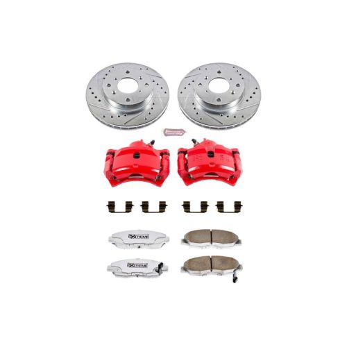 1998-1999 Acura CL Front Z26 Street Warrior Brake Performance Upgrade Kit with Drilled & Slotted Rotors and Powder Coated Calipers - Premium Replacement