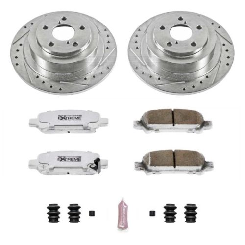 2001-2005 Subaru Baja Rear Z26 Street Warrior Brake Upgrade Kit - Heavy-Duty Drilled & Slotted Rotors with Carbon-Fiber Ceramic Pads - Premium Replacement