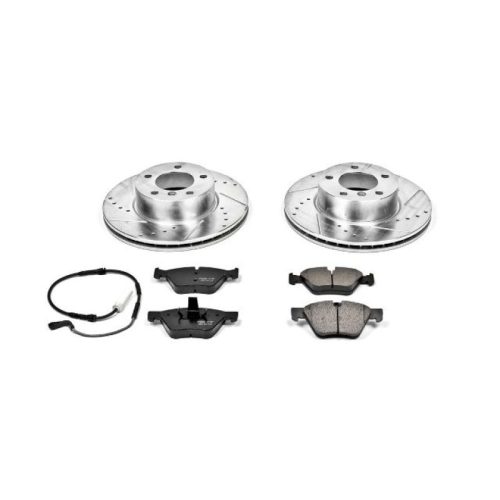2007 BMW 328i Front Z23 Evolution Sport Brake Upgrade Kit - Heavy-Duty Drilled & Slotted Rotors with Carbon-Fiber Ceramic Pads - Premium Replacement