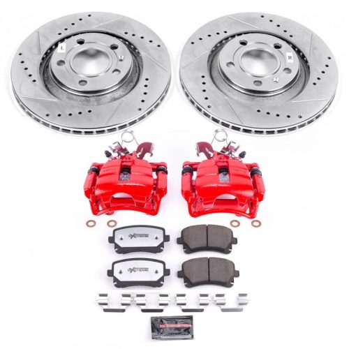 2005-2009 Audi S4 Rear Z26 Street Warrior Brake Upgrade Kit with Drilled & Slotted Rotors and Powder Coated Calipers - Premium Replacement