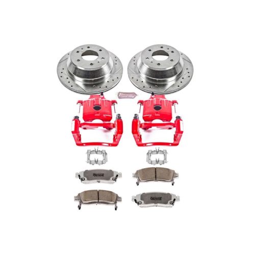 2006-2007 Buick Rainier Rear Z26 Street Warrior Brake Upgrade Kit with Powder Coated Calipers - Heavy-Duty Drilled and Slotted Rotors, Carbon-Fiber Ceramic Pads, Steel Hardware