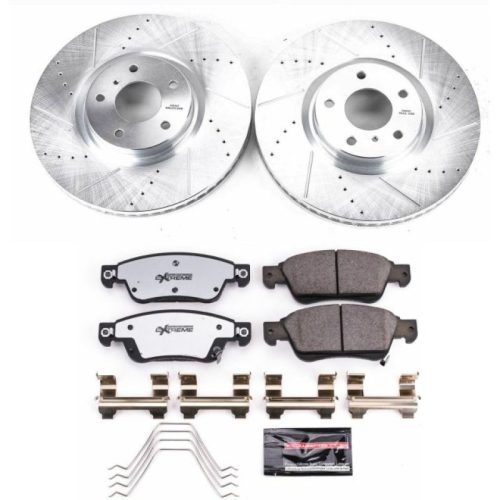2013-2010 Infiniti G37 Front Z26 Street Warrior Brake Kit with Drilled & Slotted Rotors and Carbon-Fiber Ceramic Pads - Premium Replacement