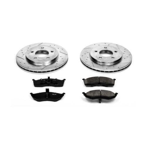 2000 Plymouth Voyager Front PowerStop Z23 Evolution Sport Brake Kit - Heavy-Duty Drilled & Slotted Rotor and Carbon-Fiber Ceramic Brake Pads - Premium Replacement