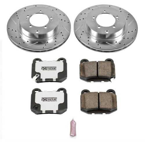 2003-2006 Mitsubishi Lancer Rear Z26 Street Warrior Brake Upgrade Kit - Heavy-Duty Drilled & Slotted Rotors with Carbon-Fiber Ceramic Pads - Premium Replacement