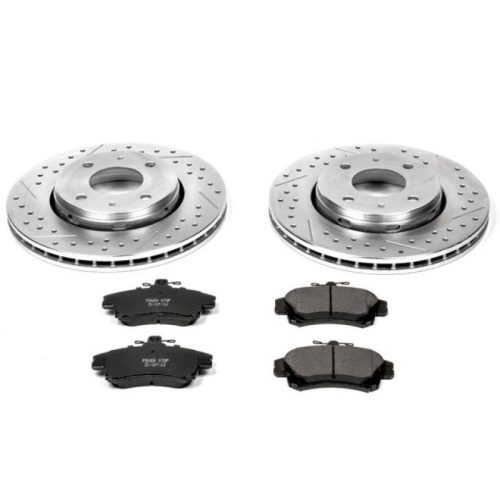 2000-2004 Volvo V40 & S40 Front Brake Upgrade Kit with Drilled & Slotted Rotors and Carbon-Fiber Ceramic Pads - Premium Replacement